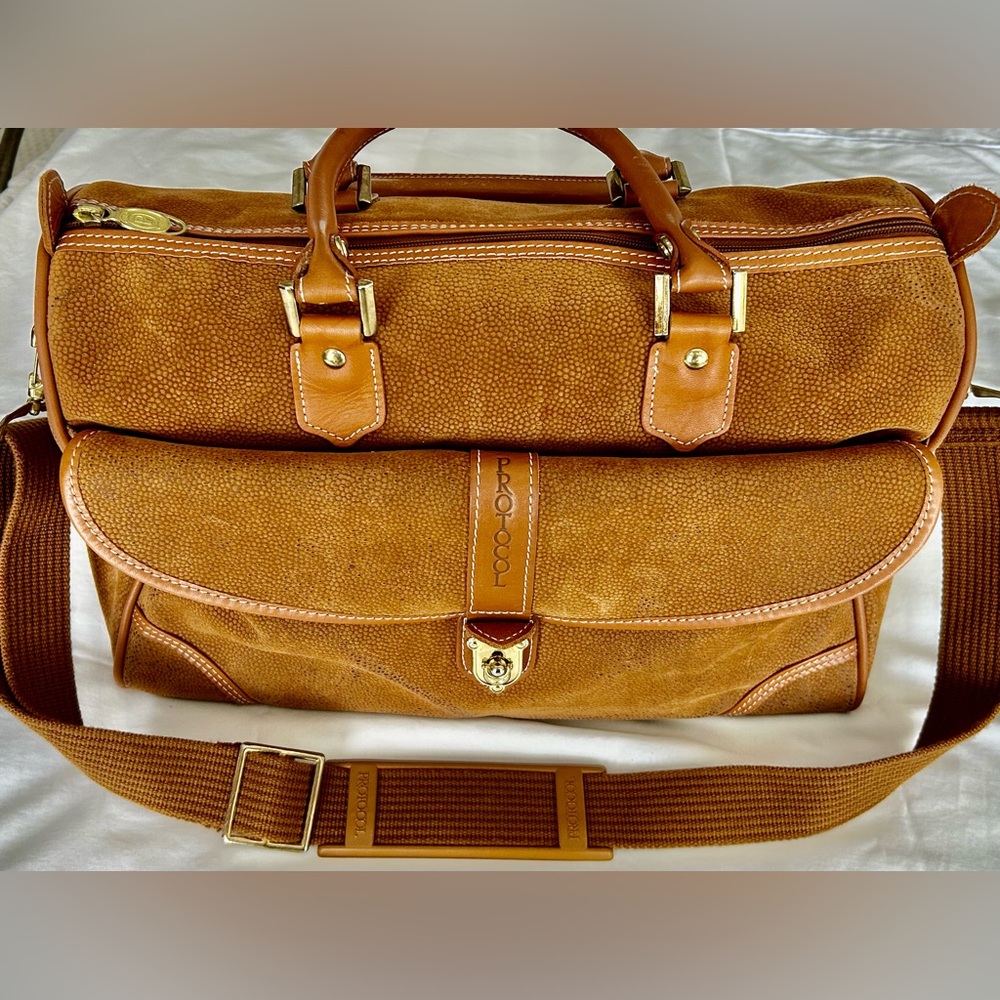 Vintage Protocol Dura Suede Leather Travel Duffle Bag